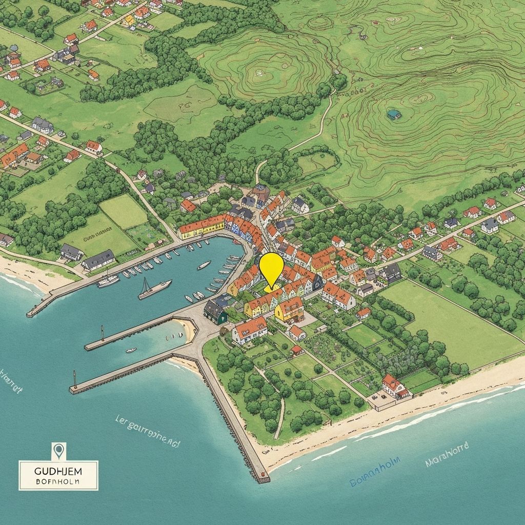 Map of Hotel Gudhjem location